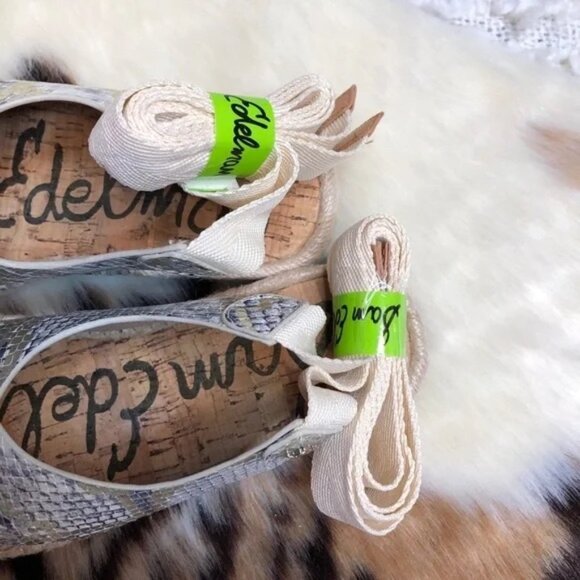 ๐ธSam Edelman Women's Leather Snake Print Espadrille Sandals Size 5.5 Boho - Picture 3 of 10